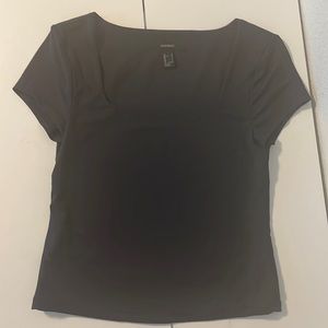 Black square neck shirt